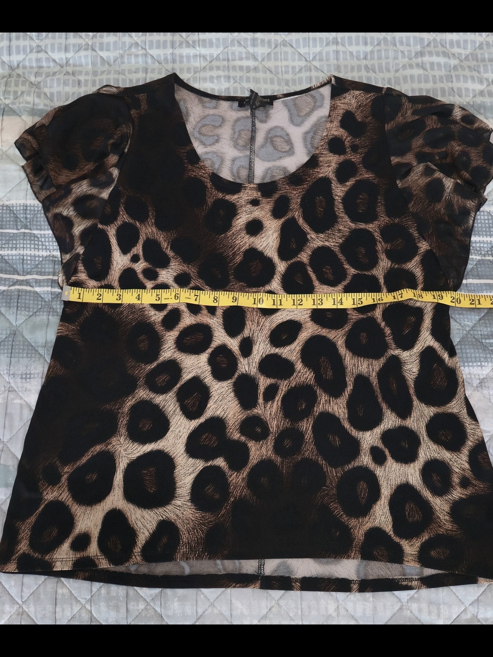 Susan Lawrence Leopard Print Short-Sleeve Top - Brown & Black